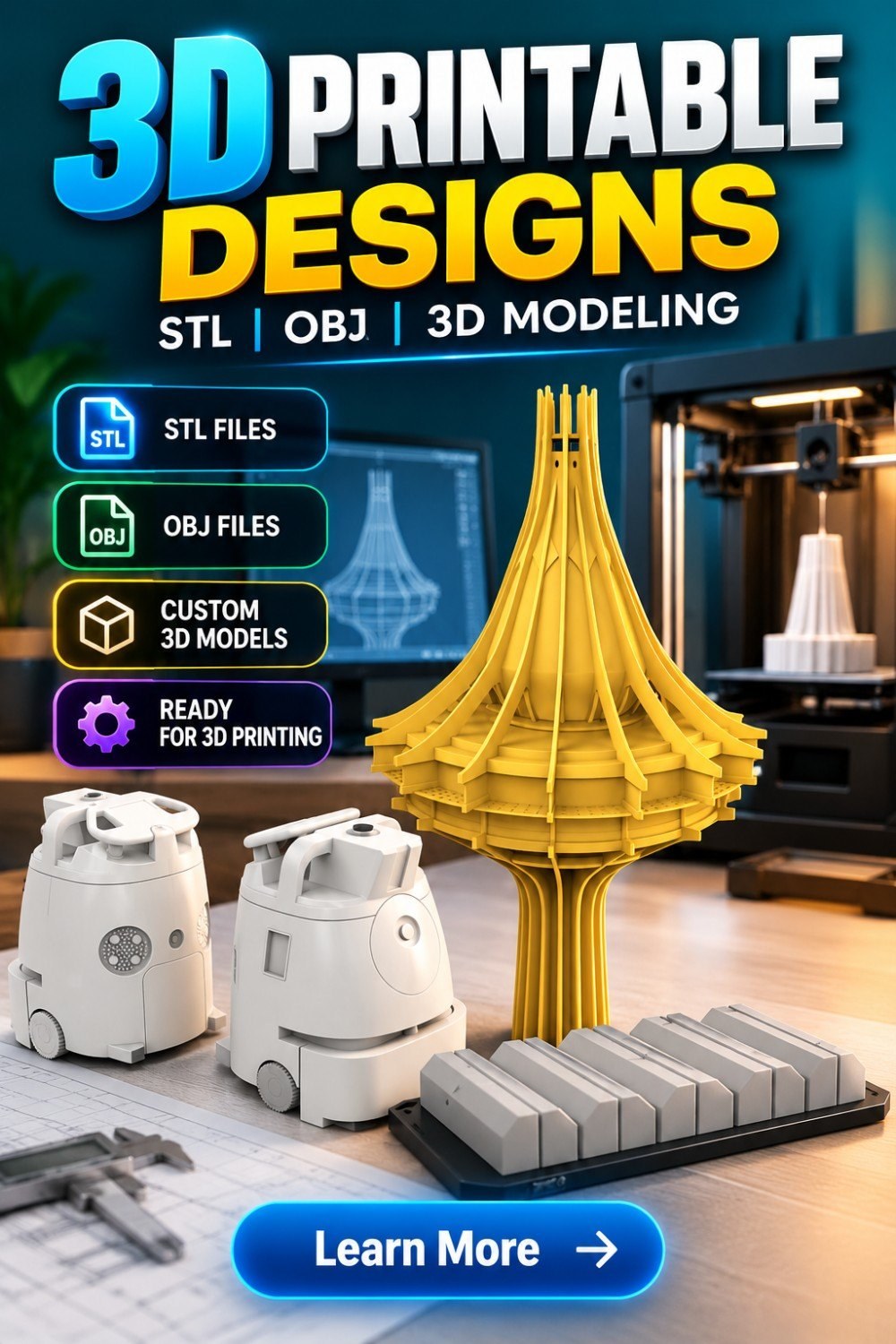 3D печать: дизайнерские модели и STL-файлы O3D — изделие, напечатанное на 3D-принтере