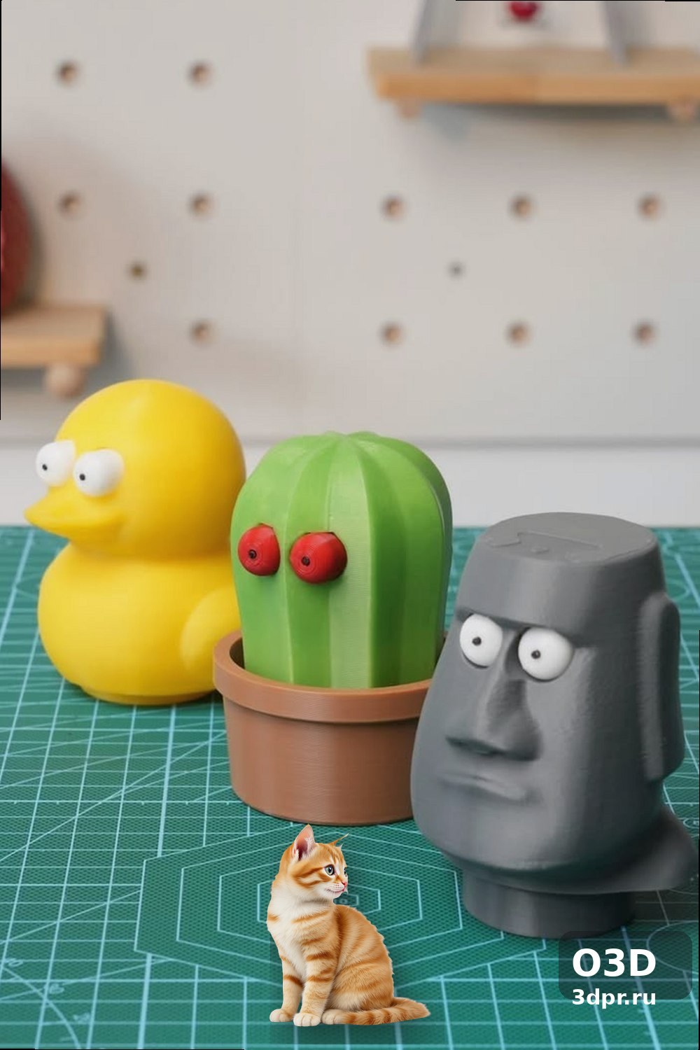3D-печатные фигурки: Утка, кактус и остров Пасхи — изделие, напечатанное на 3D-принтере